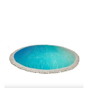 MODA NWT Blue Water Round Fringe Hem Beach Towel Blanket All purpose Mat